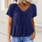 ✨ Hot Sale-50% Discount✨Women's Casual Pleated V-Neck Short-Sleeve Top