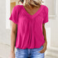 ✨ Hot Sale-50% Discount✨Women's Casual Pleated V-Neck Short-Sleeve Top