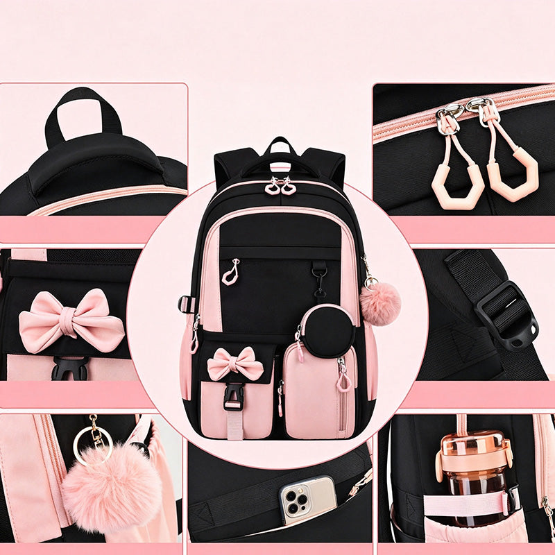 Cute Bowknot Backpack Set for Girls