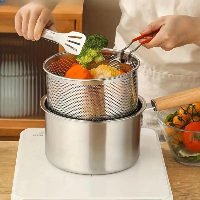 Stainless Steel Fryer Pot With Basket