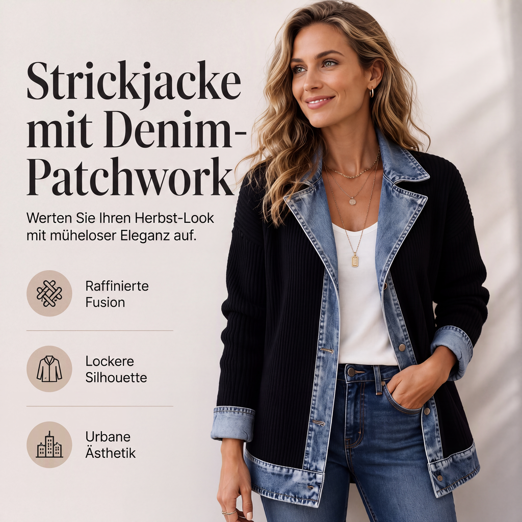 🔥Heißer Verkauf 50% Rabatt🧥Lässiger Chic für jeden Tag – Gerippte Strickjacke mit Deni