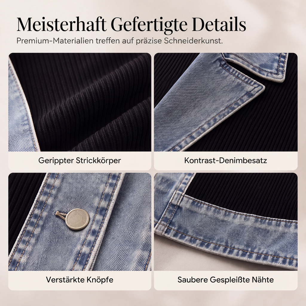 🔥Heißer Verkauf 50% Rabatt🧥Lässiger Chic für jeden Tag – Gerippte Strickjacke mit Deni