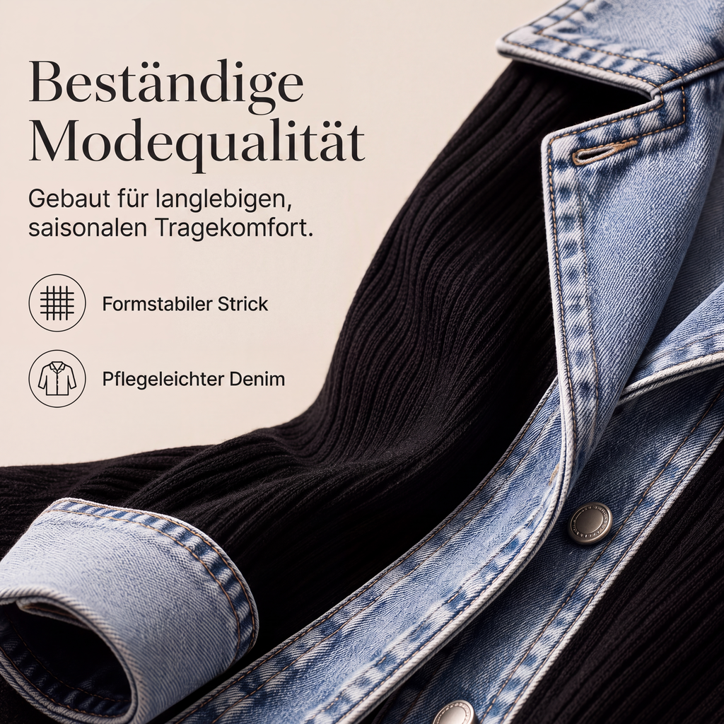 🔥Heißer Verkauf 50% Rabatt🧥Lässiger Chic für jeden Tag – Gerippte Strickjacke mit Deni