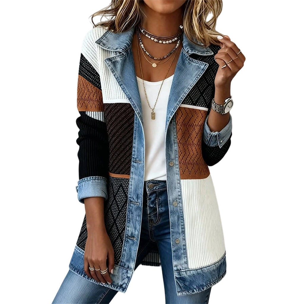 🔥Heißer Verkauf 50% Rabatt🧥Lässiger Chic für jeden Tag – Gerippte Strickjacke mit Deni