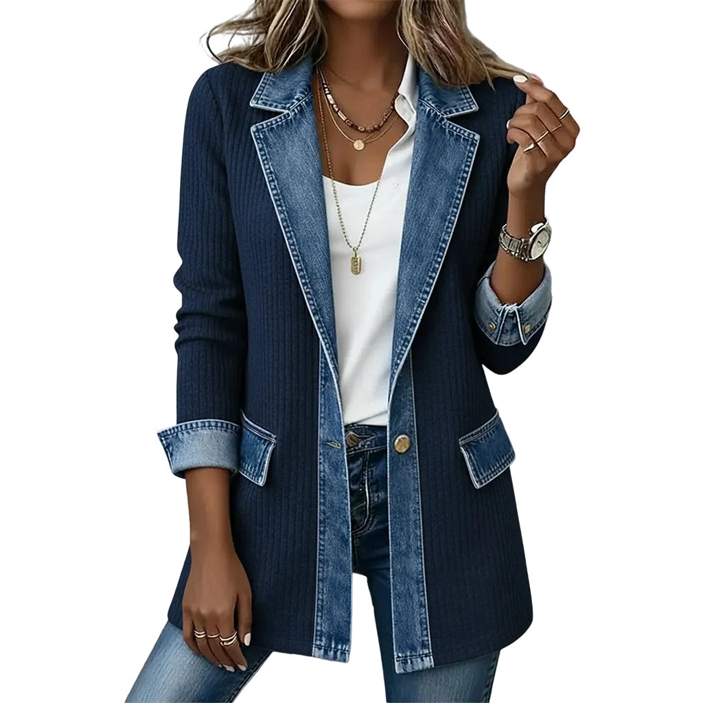 🔥Heißer Verkauf 50% Rabatt🧥Lässiger Chic für jeden Tag – Gerippte Strickjacke mit Deni
