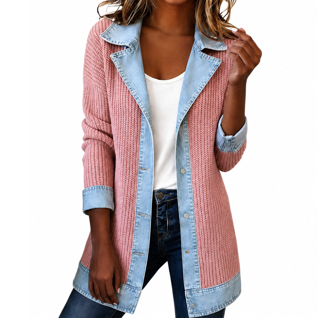 🔥Heißer Verkauf 50% Rabatt🧥Lässiger Chic für jeden Tag – Gerippte Strickjacke mit Deni