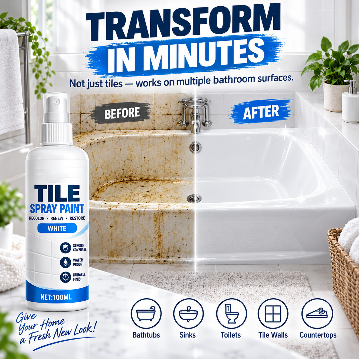 🎨 Tile Renewal Spray Paint | 100ml 3 Colors