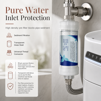 5 Inch PP Cotton Sediment Water Filter Cartridge Inline Pre-Filter for Smart Toilet Household Water Heater Shower and Washing Machine