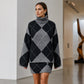 Women's Argyle Knit Sweater & Skirt Set