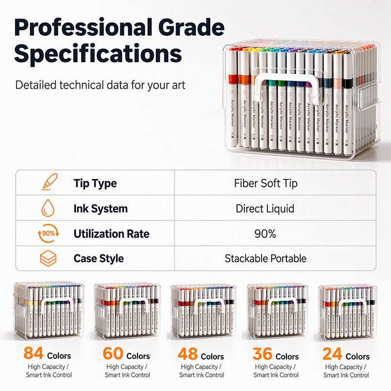 Washable Liquid Acrylic Markers with Soft Brush Tips
