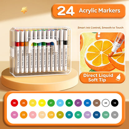 Washable Liquid Acrylic Markers with Soft Brush Tips
